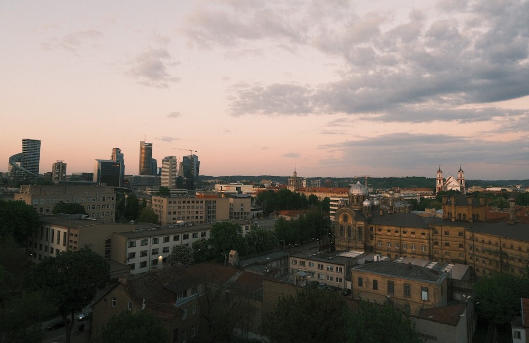 Vilnius old town skyline at dusk