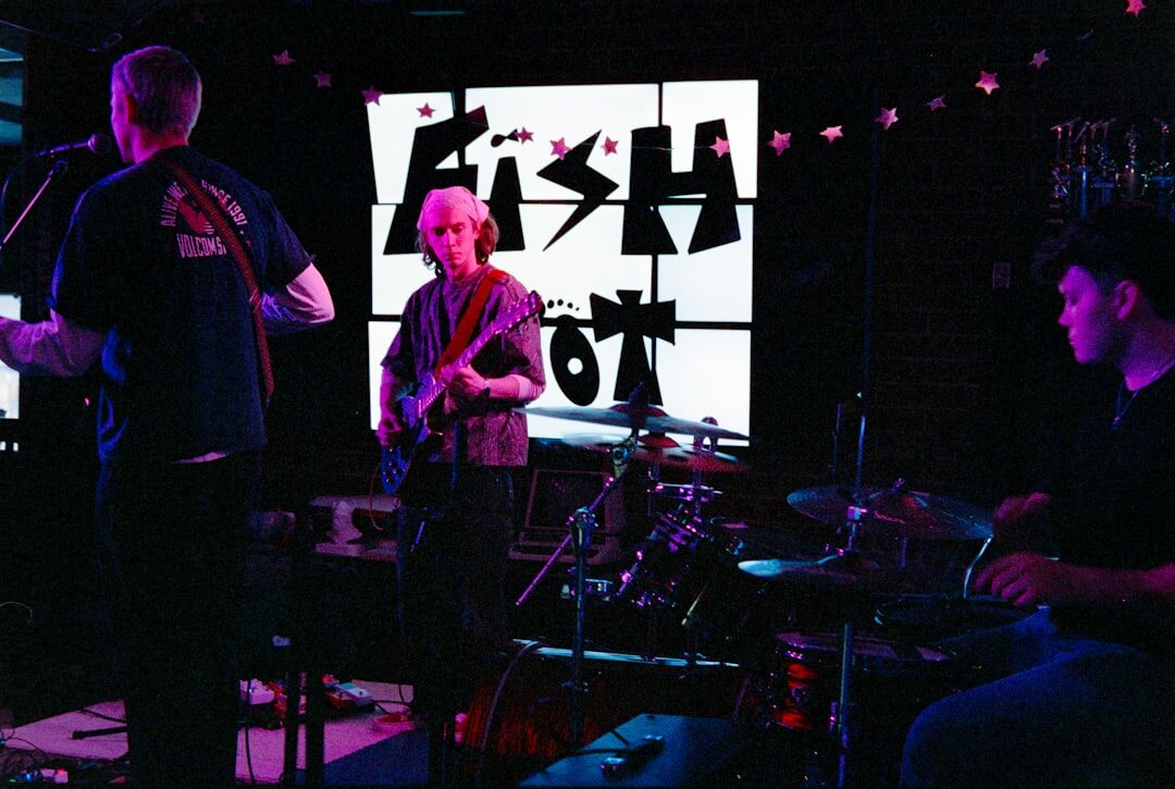 band rehearsing on stage
