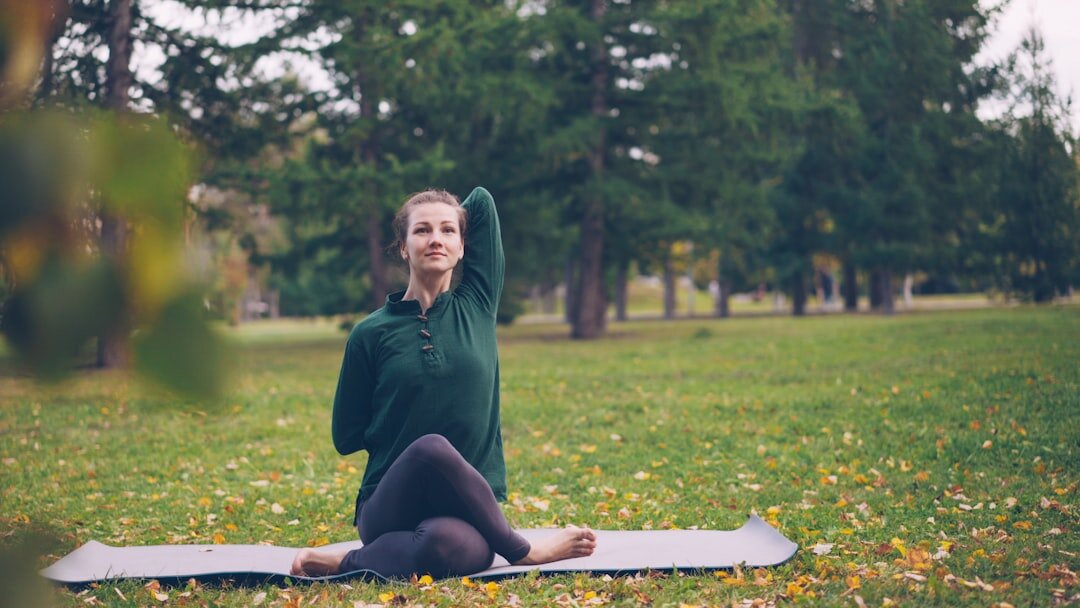 woman doing yoga outdoors
